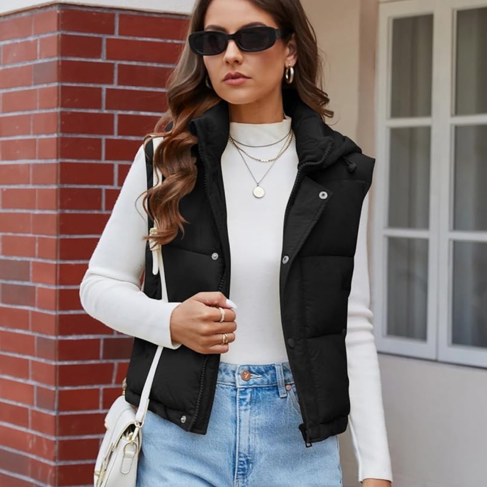 Black Puffer Vest NWOT